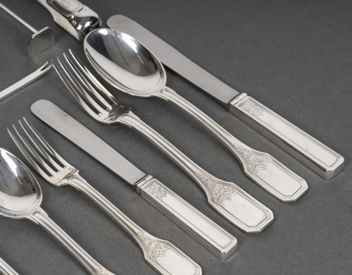 jean tetard - menagere en argent massif199 pieces - epoque 1930 - Argenterie et Arts de la table Style Art Déco