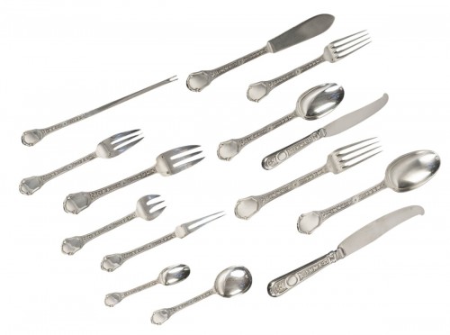 jean tetard solid silver cutlery set versailles model 1930s period