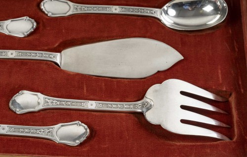 20th century - jean tetard solid silver cutlery set versailles model 1930s period