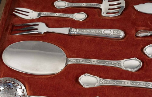 Art Déco - jean tetard solid silver cutlery set versailles model 1930s period