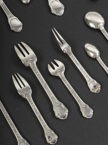 Antiquités - jean tetard solid silver cutlery set versailles model 1930s period