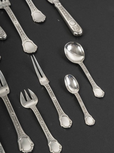 Antiquités - jean tetard solid silver cutlery set versailles model 1930s period