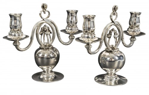 Pair of solid silver candelabras – Georg Jensen