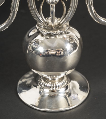 Pair of solid silver candelabras – Georg Jensen - silverware & tableware Style Art Déco