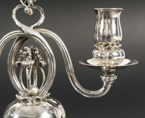 silverware & tableware  - Pair of solid silver candelabras – Georg Jensen