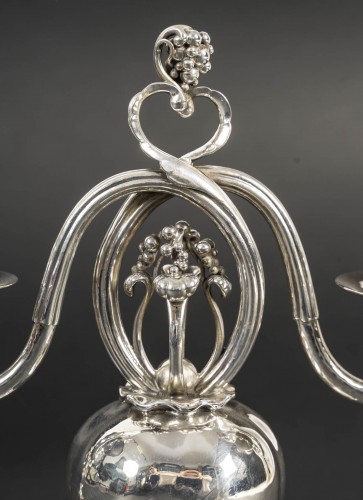 Pair of solid silver candelabras – Georg Jensen - 