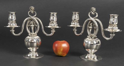 Antiquités - Pair of solid silver candelabras – Georg Jensen