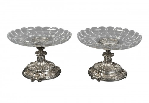 Eugène Mermillod – Paire de coupes en argent massif et cristal Baccarat