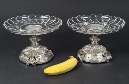 Napoléon III - Eugène Mermillod – Paire de coupes en argent massif et cristal Baccarat