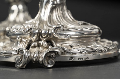 Antiquités - Eugène Mermillod – Paire de coupes en argent massif et cristal Baccarat
