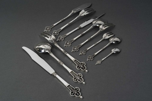 Renaissance - Cardeilhac - 150-piece silver cutlery set &quot;renaissance&quot; model, 20th century