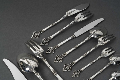 Antiquités - Cardeilhac - 150-piece silver cutlery set &quot;renaissance&quot; model, 20th century