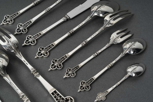 Antiquités - Cardeilhac - 150-piece silver cutlery set &quot;renaissance&quot; model, 20th century