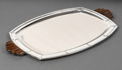 20th century - Albert Charlent - Art Deco Tray in Solid Silver - Belgium circa 1930