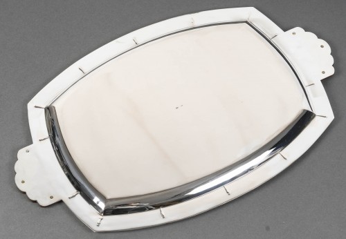 Antiquités - Albert Charlent - Art Deco Tray in Solid Silver - Belgium circa 1930