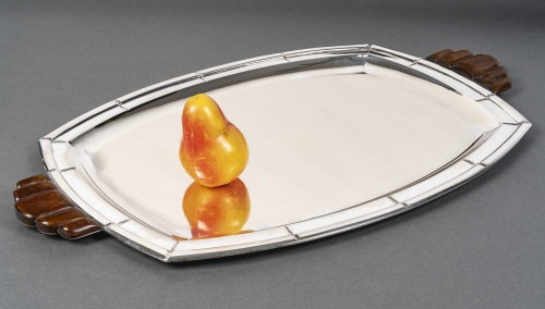 Antiquités - Albert Charlent - Art Deco Tray in Solid Silver - Belgium circa 1930