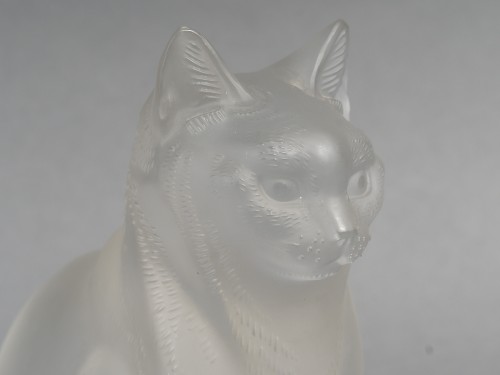 Glass & Crystal  - Lalique - Seated Cat in Century Crystal signed Lalique France