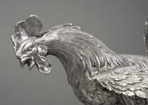 silverware & tableware  - Eschwege - Pair of solid silver fighting roosters, circa 1950