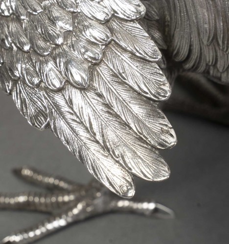 Antiquités - Eschwege - Pair of solid silver fighting roosters, circa 1950