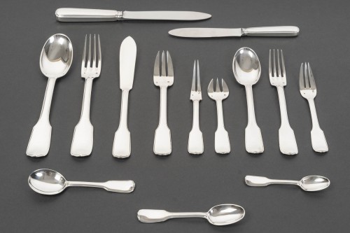 Jean tetard 198-piece sterling silver cutlery set, 1930s - silverware & tableware Style Art Déco