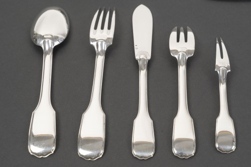 Jean tetard 198-piece sterling silver cutlery set, 1930s - Art Déco