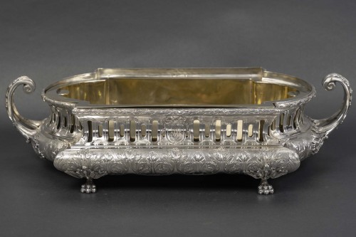 Merite- Rectangular solid silver planter XIXe - silverware & tableware Style Napoléon III