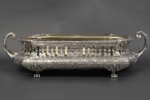 silverware & tableware  - Merite- Rectangular solid silver planter XIXe