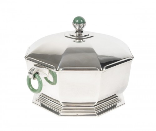 Leroy – Légumier octogonal en argent massif d'époque Art Deco