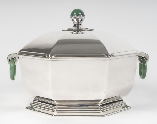 Leroy – Octagonal Solid Silver Vegetable Dish, Art Deco Period - silverware & tableware Style Art Déco