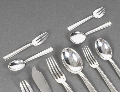 Bloch-Eschwege - 78-piece Art Deco silver flatware set - silverware & tableware Style Art Déco