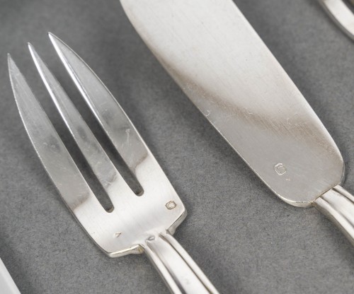 Art Déco - Bloch-Eschwege - 78-piece Art Deco silver flatware set