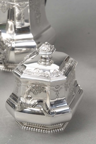 XIXe siècle - Fouquet Lapar - Service à thé et café en argent massif 4 pièces XIXe