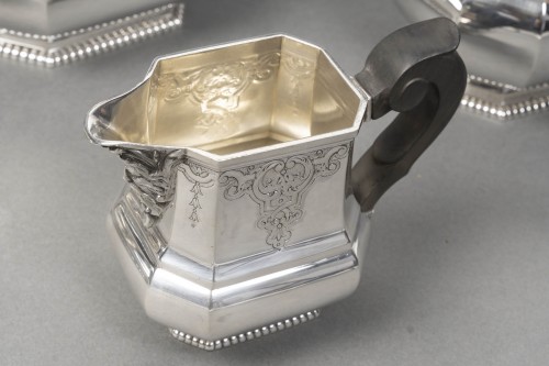 Antiquités - Fouquet Lapar - Service à thé et café en argent massif 4 pièces XIXe