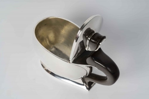 Jean Têtard – Sucrier couvert ovale à anse en argent massif époque Art Deco - Argenterie et Arts de la table Style Art Déco