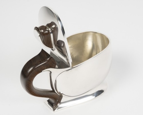 Art Déco - Jean Têtard – Oval Covered Sugar Bowl with Handle in Solid Silver, Art Deco