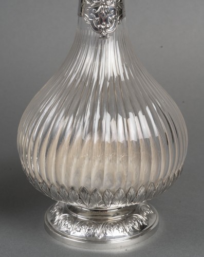 XXe siècle - Boin Taburet -Paire d’aiguières en argent massif et cristal taillé époque1880–1900