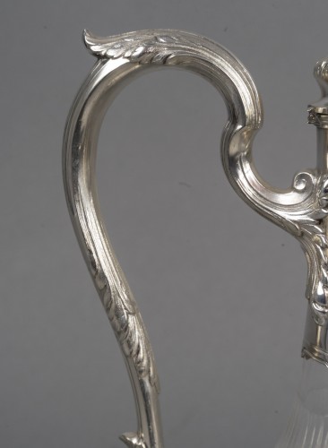 Art nouveau - Boin Taburet -Paire d’aiguières en argent massif et cristal taillé époque1880–1900