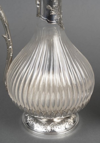 Antiquités - Boin Taburet -Paire d’aiguières en argent massif et cristal taillé époque1880–1900