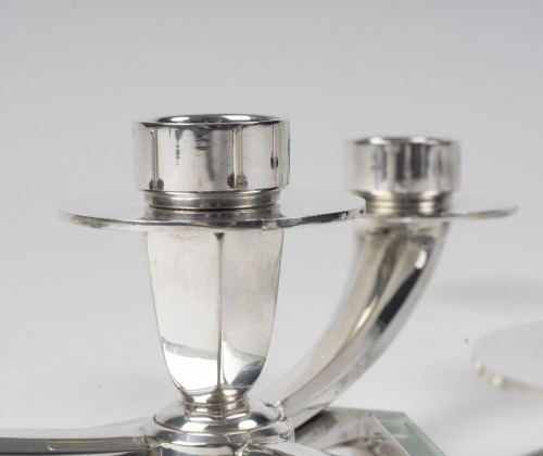 Art Déco - Wolfers – Pair of Art Deco Low Solid Silver Candelabra