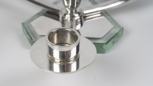 Antiquités - Wolfers – Pair of Art Deco Low Solid Silver Candelabra