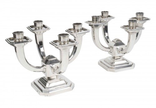 Ravinet d’Enfert – Pair of Art Deco Solid Silver Candelabra