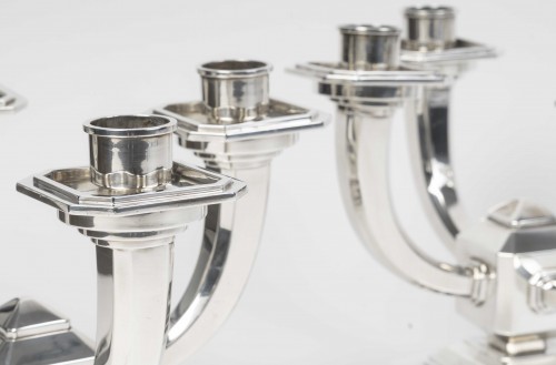 Ravinet d’Enfert – Pair of Art Deco Solid Silver Candelabra - silverware & tableware Style Art Déco