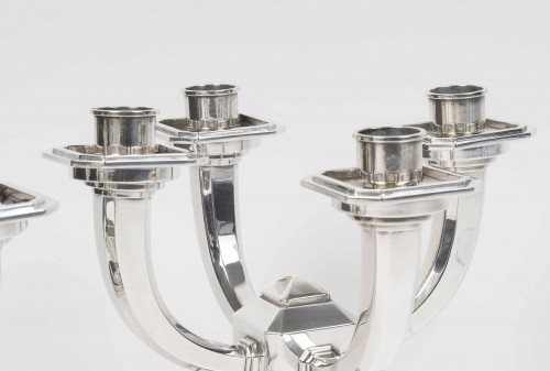 silverware & tableware  - Ravinet d’Enfert – Pair of Art Deco Solid Silver Candelabra