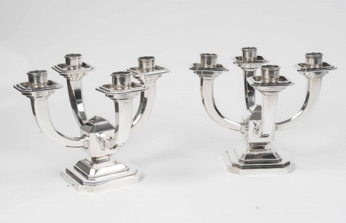 Antiquités - Ravinet d’Enfert – Pair of Art Deco Solid Silver Candelabra