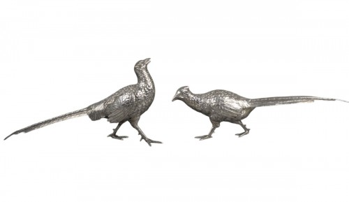 Eschwege – Pair of 20th-century solid silver pheasants