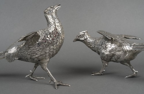 Eschwege – Pair of 20th-century solid silver pheasants - silverware & tableware Style 50