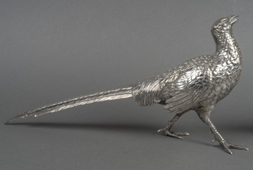 Eschwege – Pair of 20th-century solid silver pheasants - 