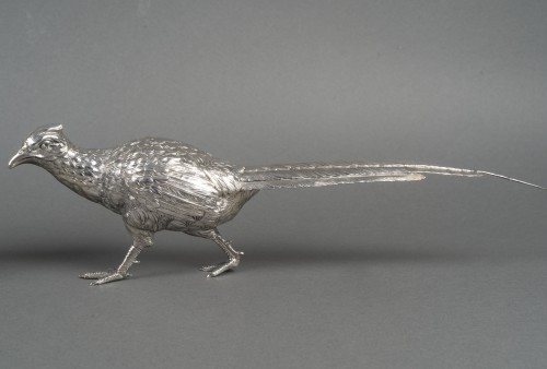 20th century - Eschwege – Pair of 20th-century solid silver pheasants