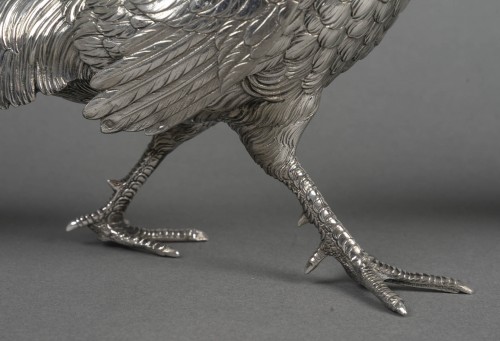 Antiquités - Eschwege – Pair of 20th-century solid silver pheasants