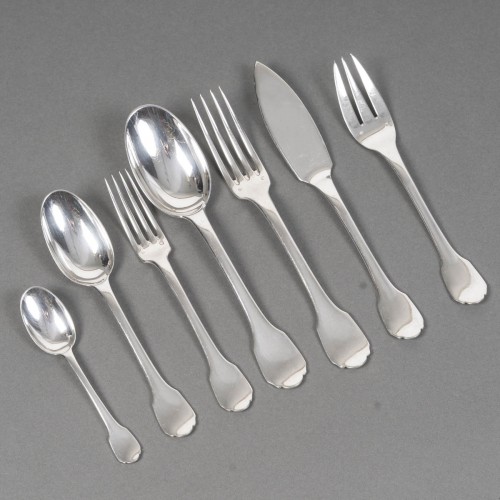 Jean E. Puiforcat  106-piece solid silver flatware set, colbert 1930 - silverware & tableware Style Art Déco